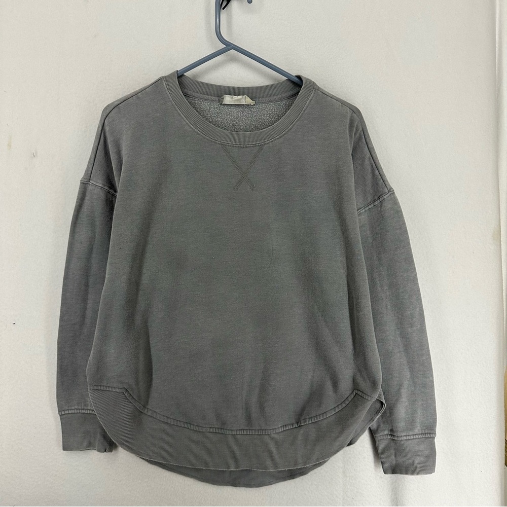 Hippie Rose Long Sleeve Pullover Crewneck Sweatshirt‎ Large Gray